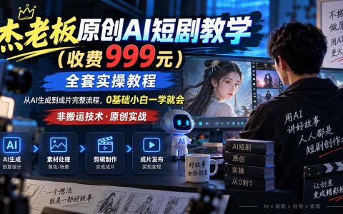 杰老板原创AI短剧实操教程，0基础小白从生成到成片全流程，非搬运技术