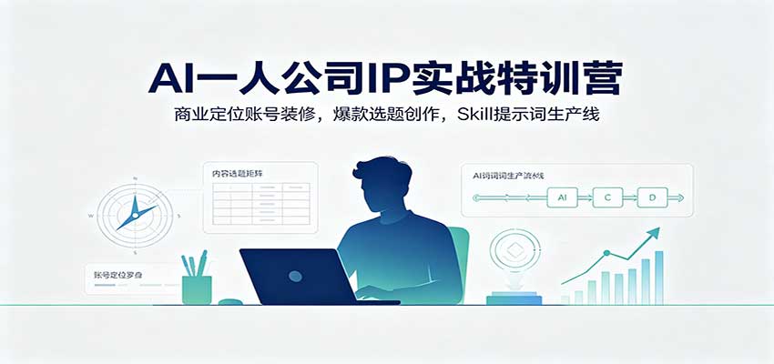 AI一人公司IP实战特训：商业定位爆款选题，Skill提示词与Codex自动化获客