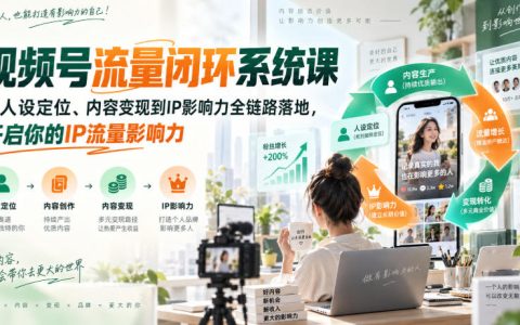视频号流量闭环系统课：人设定位+爆款内容+视觉包装，从0到IP变现全链路落地