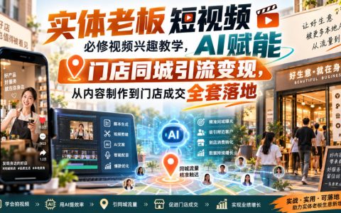 实体老板AI短视频获客课：同城引流+数字人+爆款文案，门店客流翻倍