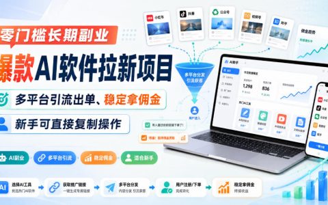 零门槛AI软件拉新副业教程，雷神加速器推广+千问口令拉新，多平台引流稳定赚佣金