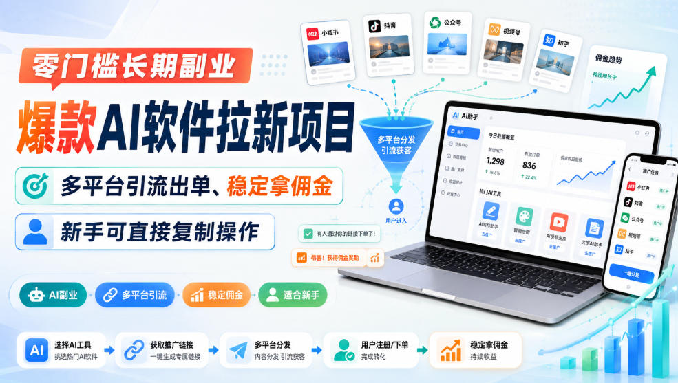 零门槛AI软件拉新副业教程，雷神加速器推广+千问口令拉新，多平台引流稳定赚佣金