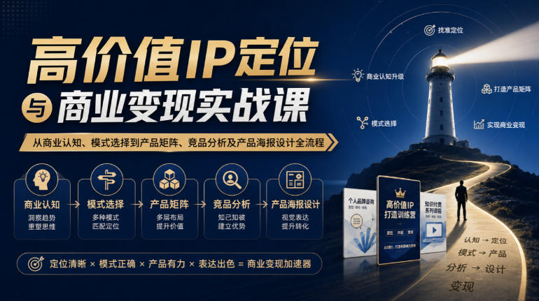 高价值IP定位与商业变现课：商业模式选择与产品矩阵海报设计