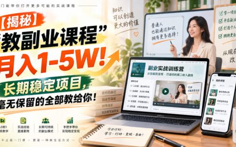 教副业课程变现1-5W，网创平台小程序4大虚拟资料类目全教