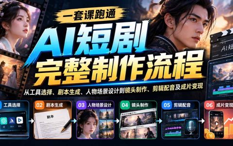AI短剧制作全流程课：零基础剧本生成、角色场景设计、镜头剪辑配音与变现