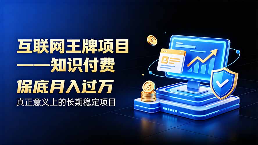 知识付费长期稳定项目，互联网创业变现过万副业赚钱玩法