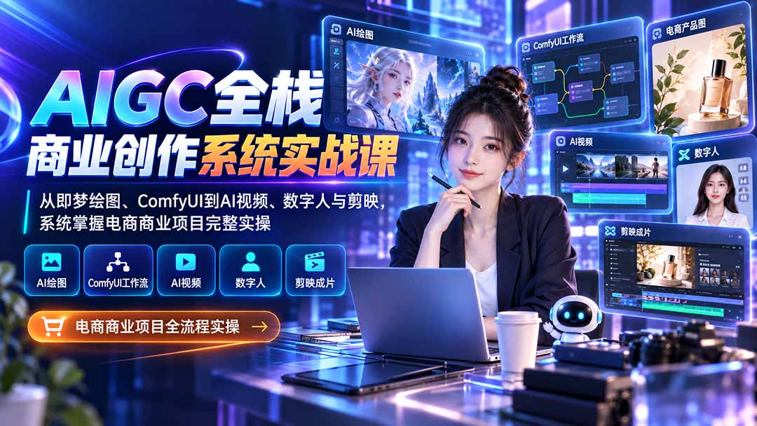 AIGC全栈商业创作实战:即梦AI+ComfyUI+数字人剪映,电商项目全流程实操 AIGC全栈商业创作实战:即梦AI+ComfyUI+数字人剪映,电商项目全流程实操
