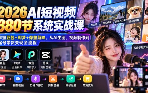 2026AI短视频380节实战课：豆包即梦剪映AI生图视频制作起号带货变现