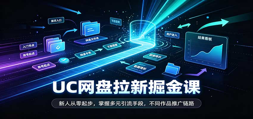 UC网盘拉新掘金课：新人零基础引流与推广全流程实操