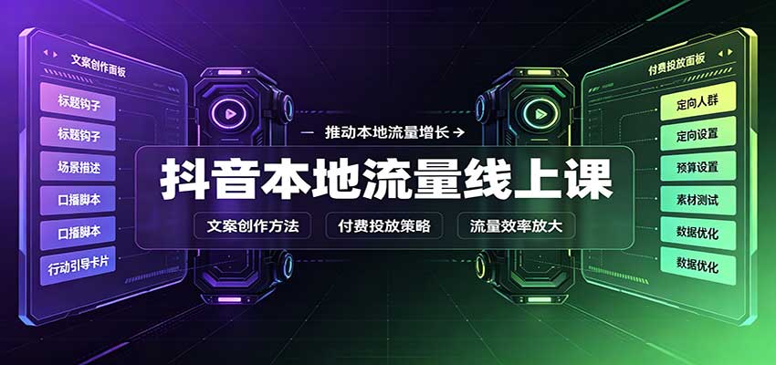 抖音同城账号搭建拍摄剪辑+AI文案与抖加本地推投放实操课