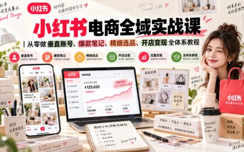 小红书电商实战课：垂直账号+爆款笔记+全域选品+开店变现全流程