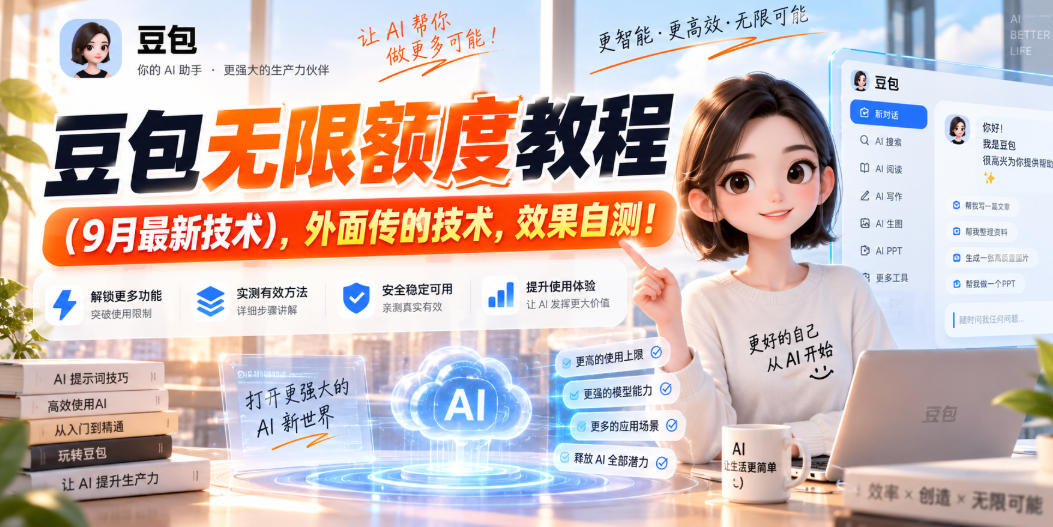 豆包无限额度9月最新技术教程，AI创作者额度不够用必学