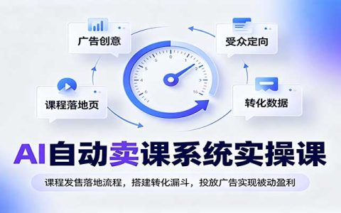 AI自动卖课系统实操课：Meta广告投放+转化漏斗搭建，实现被动盈利
