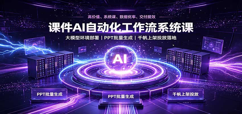 课件AI自动化工作流系统课：大模型部署+PPT批量生成+千帆上架投放变现