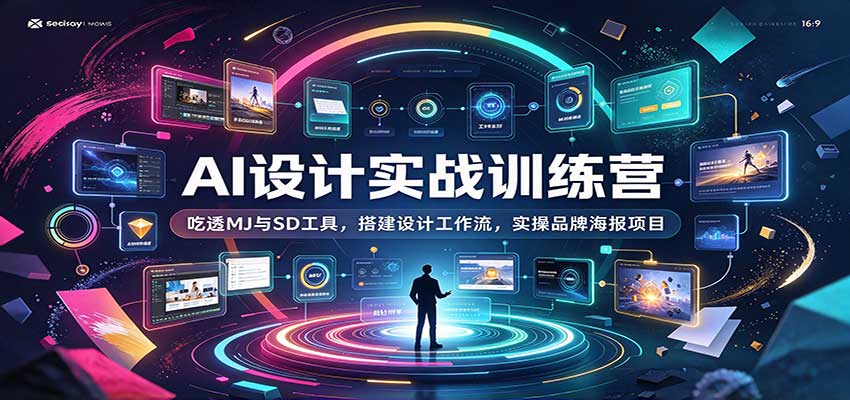 AI设计实战训练营：吃透MJ+SD工作流，实操品牌海报与LOGO