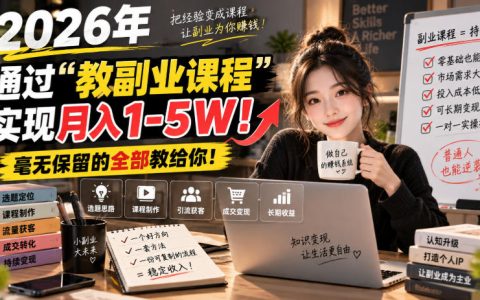 2026教副业课程变现1-5W，引流收学员成交方案全教