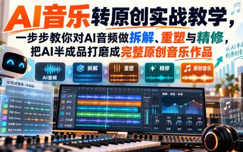 AI音乐转原创实战：拆解重塑精修AI音频，混音母带全流程教学