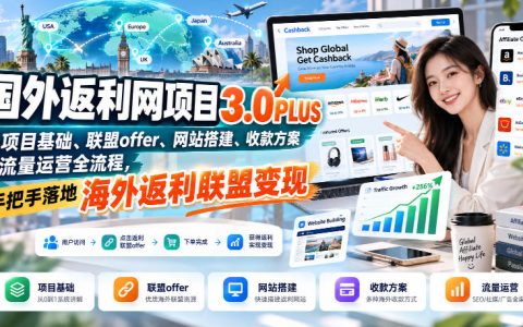 国外返利网项目3.0PLUS：英文返利网站搭建与联盟Offer变现全流程