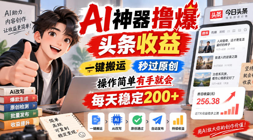 AI一键改写爆款图文过原创，头条百家号小红书多账号分发，单人日产出200方法