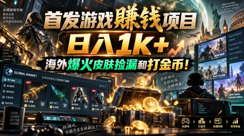 CS2皮肤捡漏G机赚钱新项目，变现1方法自动搬砖副业