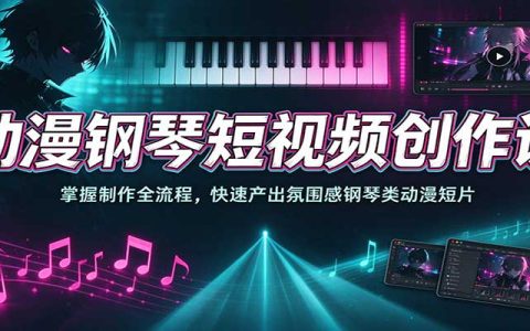 动漫钢琴短视频制作教程：二次元氛围感短片全流程实操课