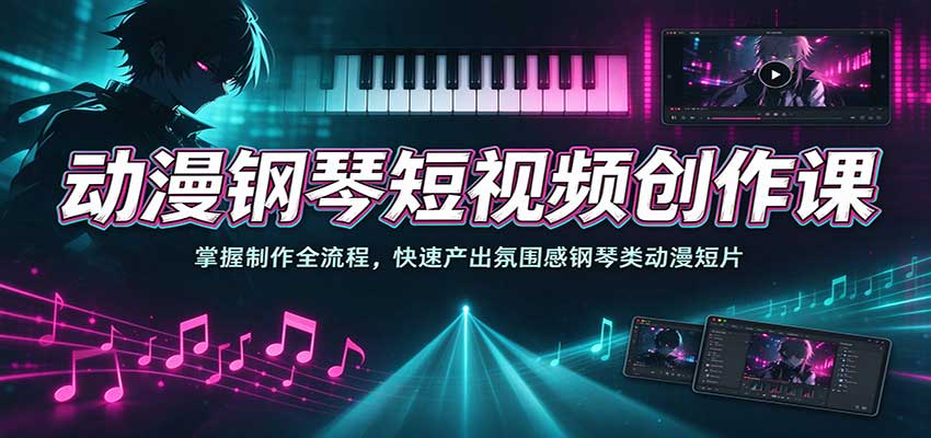 动漫钢琴短视频制作教程:二次元氛围感短片全流程实操课 动漫钢琴短视频制作教程:二次元氛围感短片全流程实操课