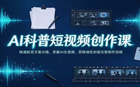 AI科普短视频创作课：配音文案分镜+AI生视频+剪映剪辑调色封面全流程