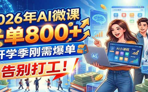 2026年AI微课制作赚钱风口，开学季副业一单800方法，零基础用工具快速出单