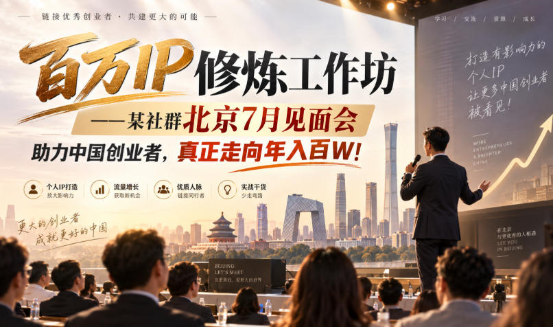 百万IP修炼工作坊北京7月见面会，创业者线下链接如何走向年入百万