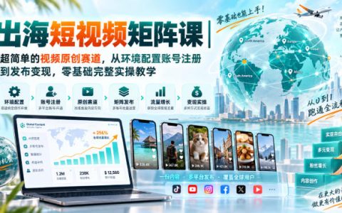 出海短视频矩阵课｜零基础视频原创实操：苹果ID软路由配置到账号注册发布变现
