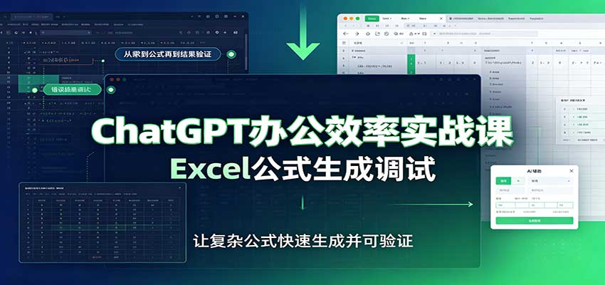 ChatGPT办公效率实战课：提示词技巧+Excel公式生成调试，职场人AI提效指南