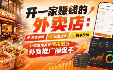 开外卖店赚钱全攻略：新店引爆+运营提效+精准投放，美团淘宝闪购推广操盘手进阶课
