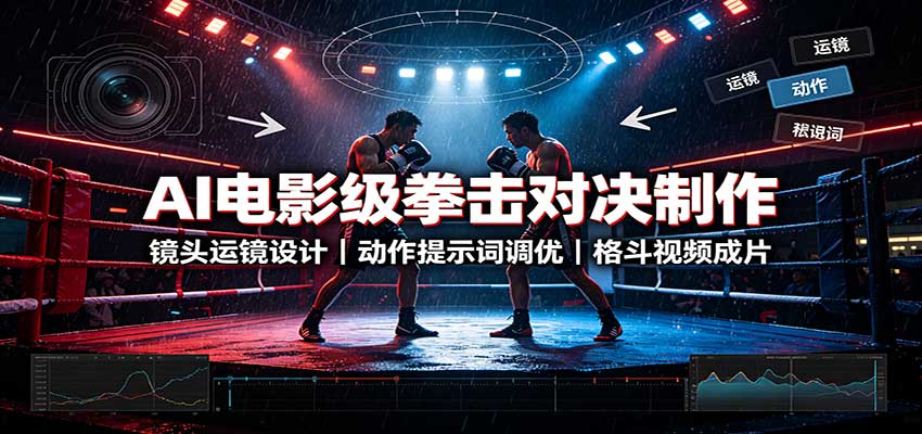 AI拳击对决视频制作教程：运镜光影调优，解决肢体崩坏，电影感格斗短片速成