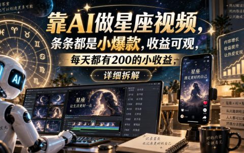 靠AI做星座短视频，每天稳定200方法收益，新手副业详细拆解