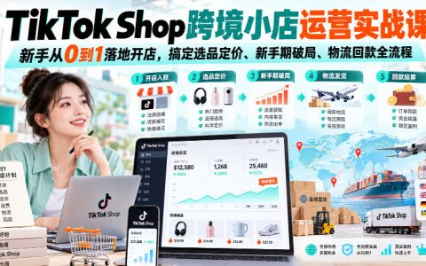 TikTok Shop跨境小店运营实战课：新手0到1开店选品定价物流回款全流程