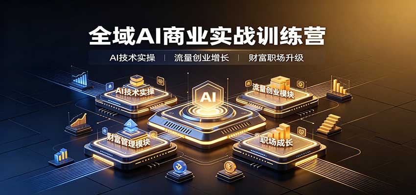 全域AI商业实战训练营：AI工具实操+流量创业+财富管理全体系