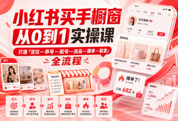 2026 小红书买手橱窗起号实操:定位养号选品爆单全流程课 2026 小红书买手橱窗起号实操:定位养号选品爆单全流程课