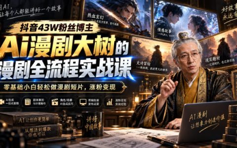 抖音43W粉博主AI漫剧制作全流程实战课，零基础剪映配音涨粉变现