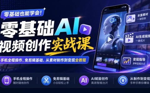 零基础AI视频创作实战课：手机操作+豆包生成+去水印剪辑变现