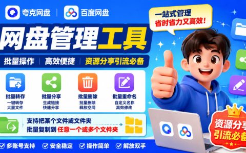夸克网盘批量重命名转存工具：AI重命名+多账号批量分享复制