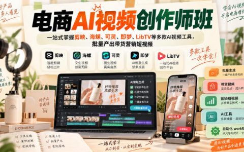 电商AI视频创作师班：剪映海螺可灵即梦LibTV全掌握，批量出带货短视频