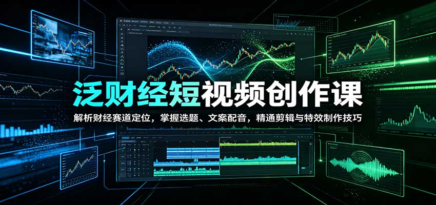 泛财经短视频创作课：选题文案配音剪辑特效全链路实操