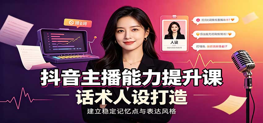 抖音主播能力提升课：账号运营底层逻辑与直播间搭建话术人设全套教学