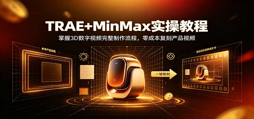 TRAE+MinMax实操教程：低成本复刻3D产品视频全流程