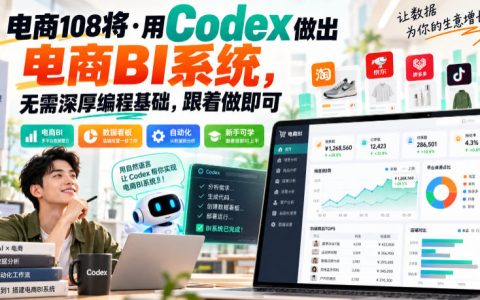 电商108将用Codex做电商BI系统：零基础搭建数据看板