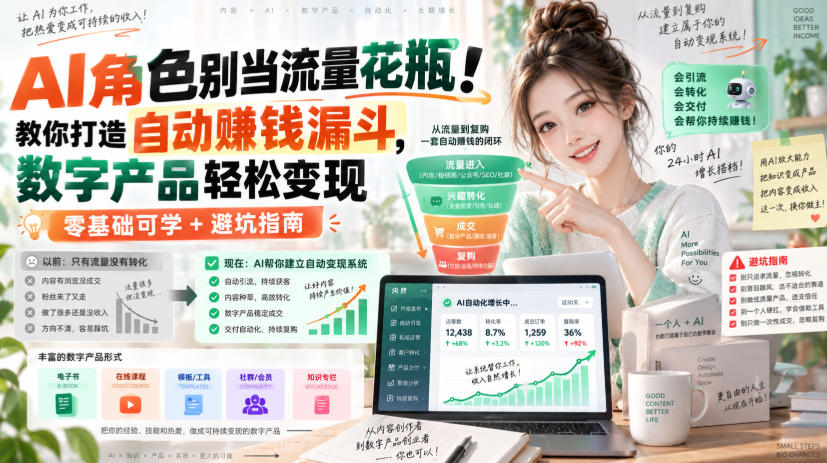AI角色变现系统：从0打造自动赚钱漏斗，数字产品轻松变现
