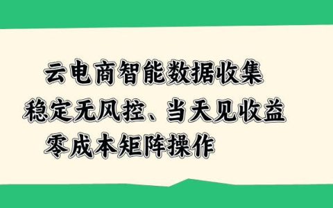 云电商AI数据采集新玩法，低成本矩阵当天见效，无风控稳定收益