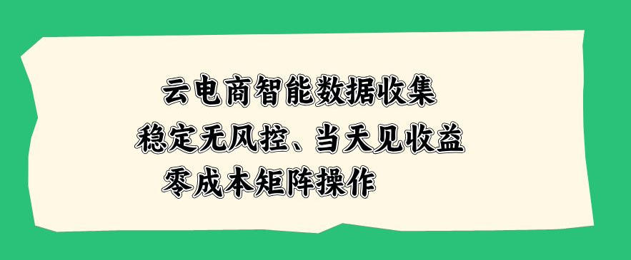 云电商AI数据采集新玩法,低成本矩阵当天见效,无风控稳定收益 云电商AI数据采集新玩法,低成本矩阵当天见效,无风控稳定收益