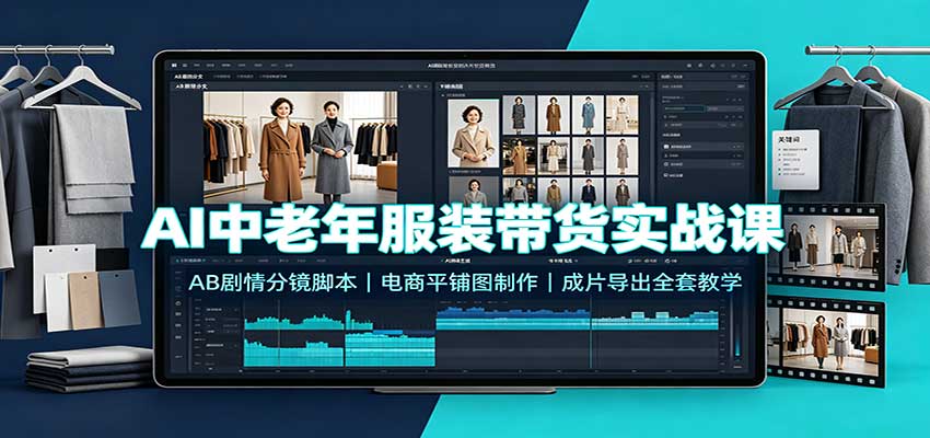 AI中老年服装带货视频教程：AB剧情分镜脚本与电商平铺图制作全攻略