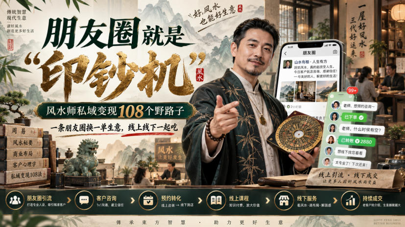 风水师朋友圈变现108个野路子，私域获客成交一条龙
